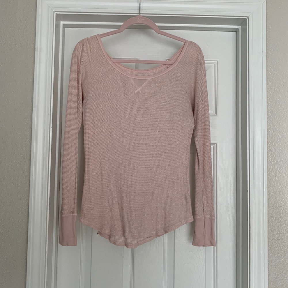 Waffle Knit Shimmery Long Sleeve